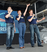 Mark Ledbetter Kiira Schmidt Derek Hanson on the Intrepid during Fleet Week